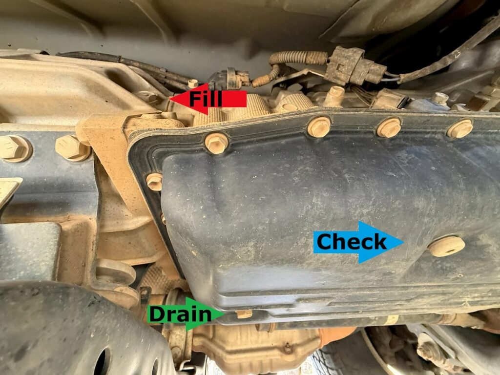 Locating the plugs for the 4Runner transmission fluid change