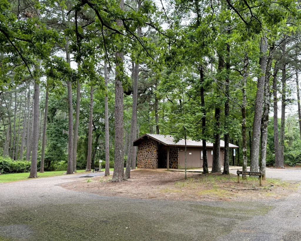The RV dump station pull-in area at Atlanta State Park.