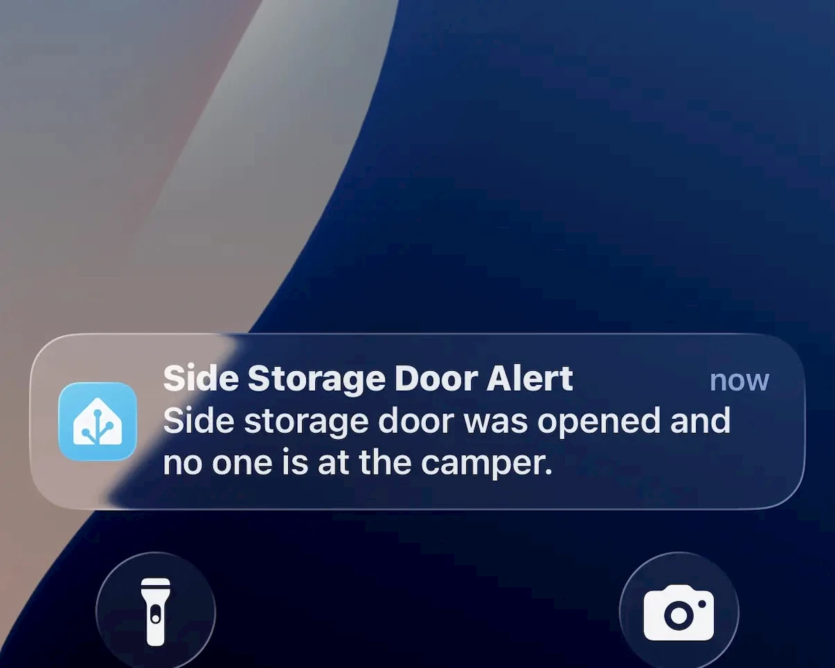 iPhone notification showing the Home Assistant storage door alert