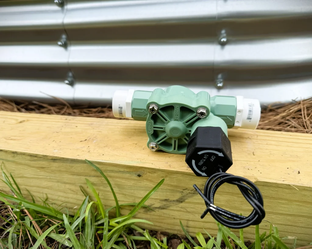 An Orbit three-quarter inch electric inline irrigation valve.